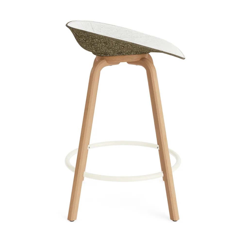 Mat Barstool barpall framsideklädd 65 cm, Hallingdal 110-seaweed-beech-cream steel Normann Copenhagen