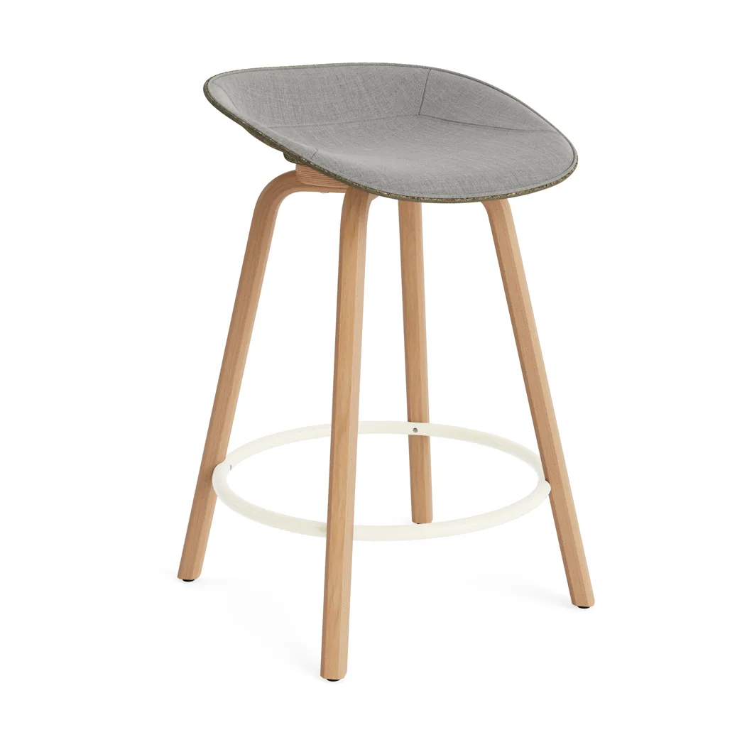 Mat Barstool barpall framsideklädd 65 cm, Remix 133-seaweed-beech-cream steel Normann Copenhagen