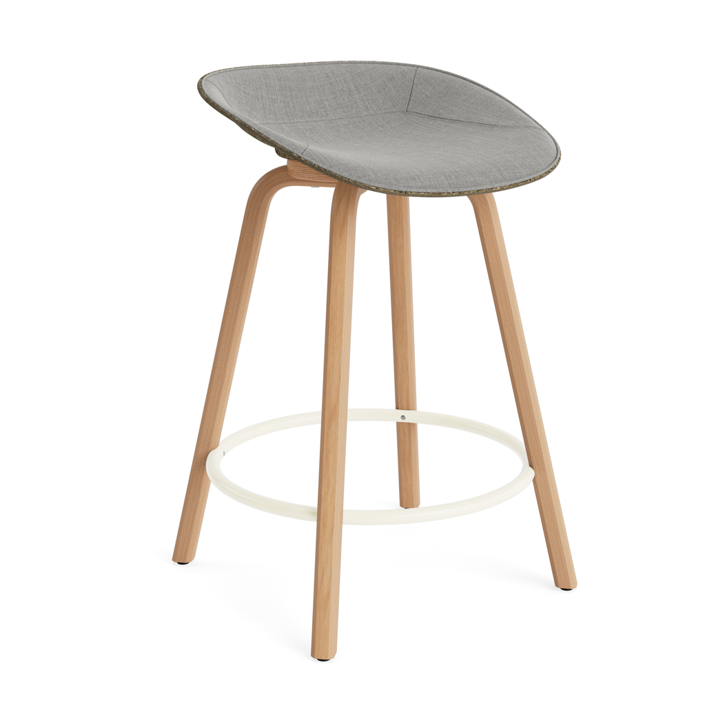 Normann Copenhagen Mat Barstool barpall framsideklädd 65 cm Remix 133-seaweed-beech-cream steel
