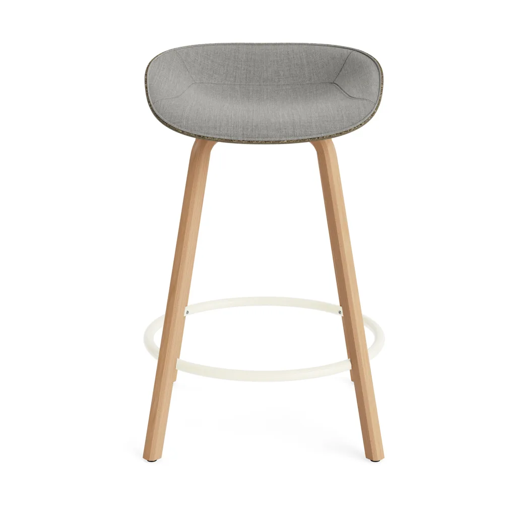 Mat Barstool barpall framsideklädd 65 cm, Remix 133-seaweed-beech-cream steel Normann Copenhagen