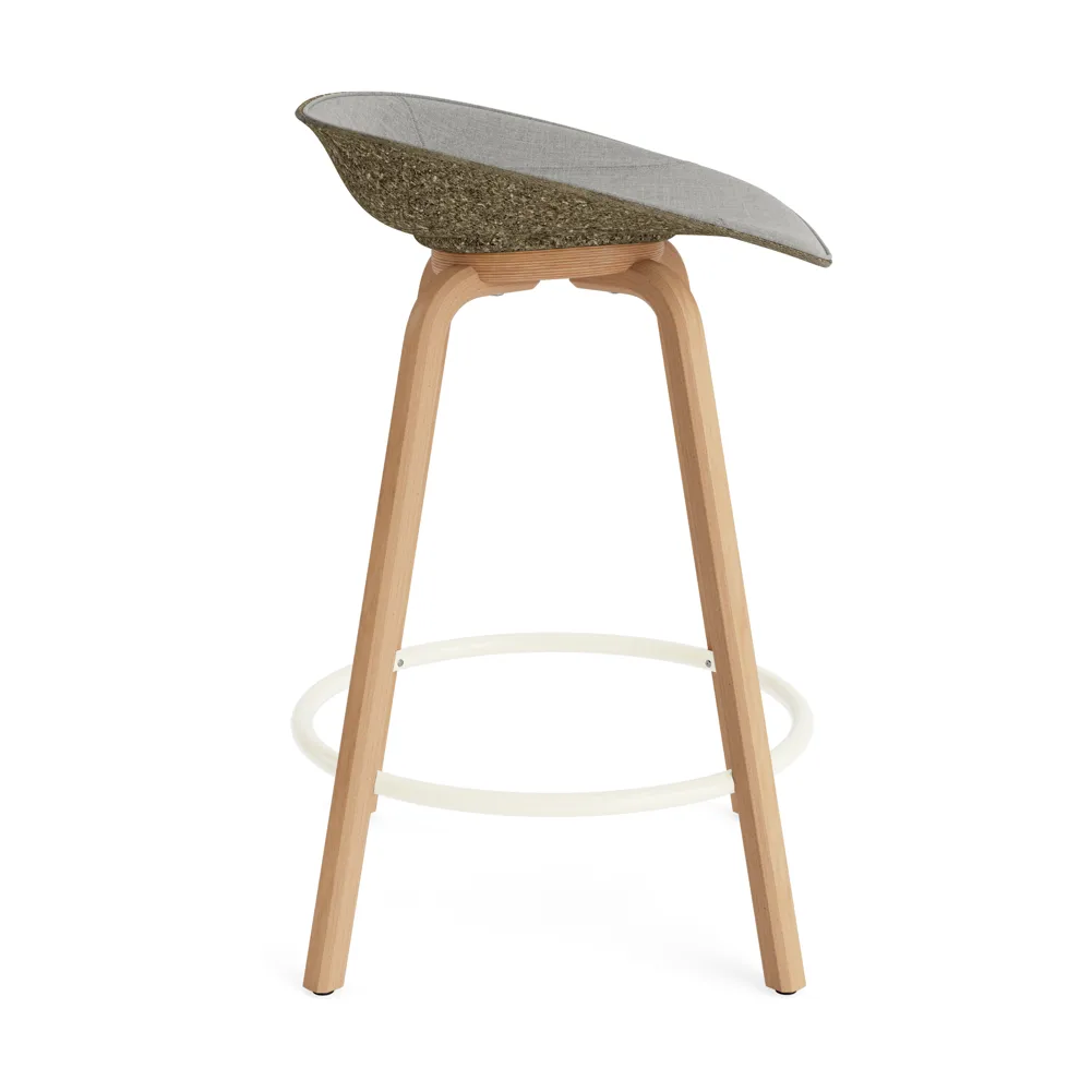 Mat Barstool barpall framsideklädd 65 cm, Remix 133-seaweed-beech-cream steel Normann Copenhagen