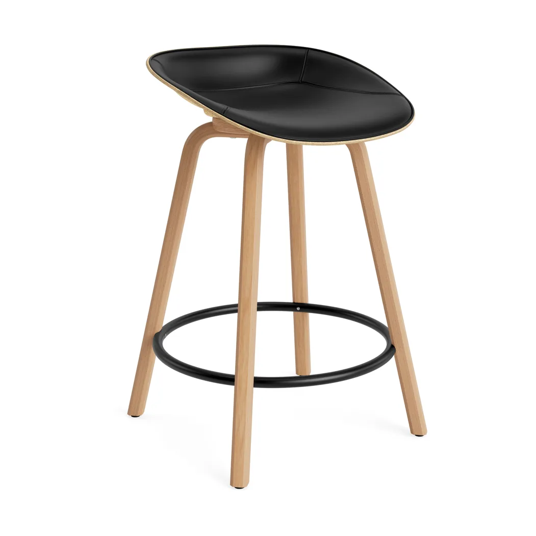 Mat Barstool barpall framsideklädd 65 cm, Ultra 41599-hemp-beech-black steel Normann Copenhagen