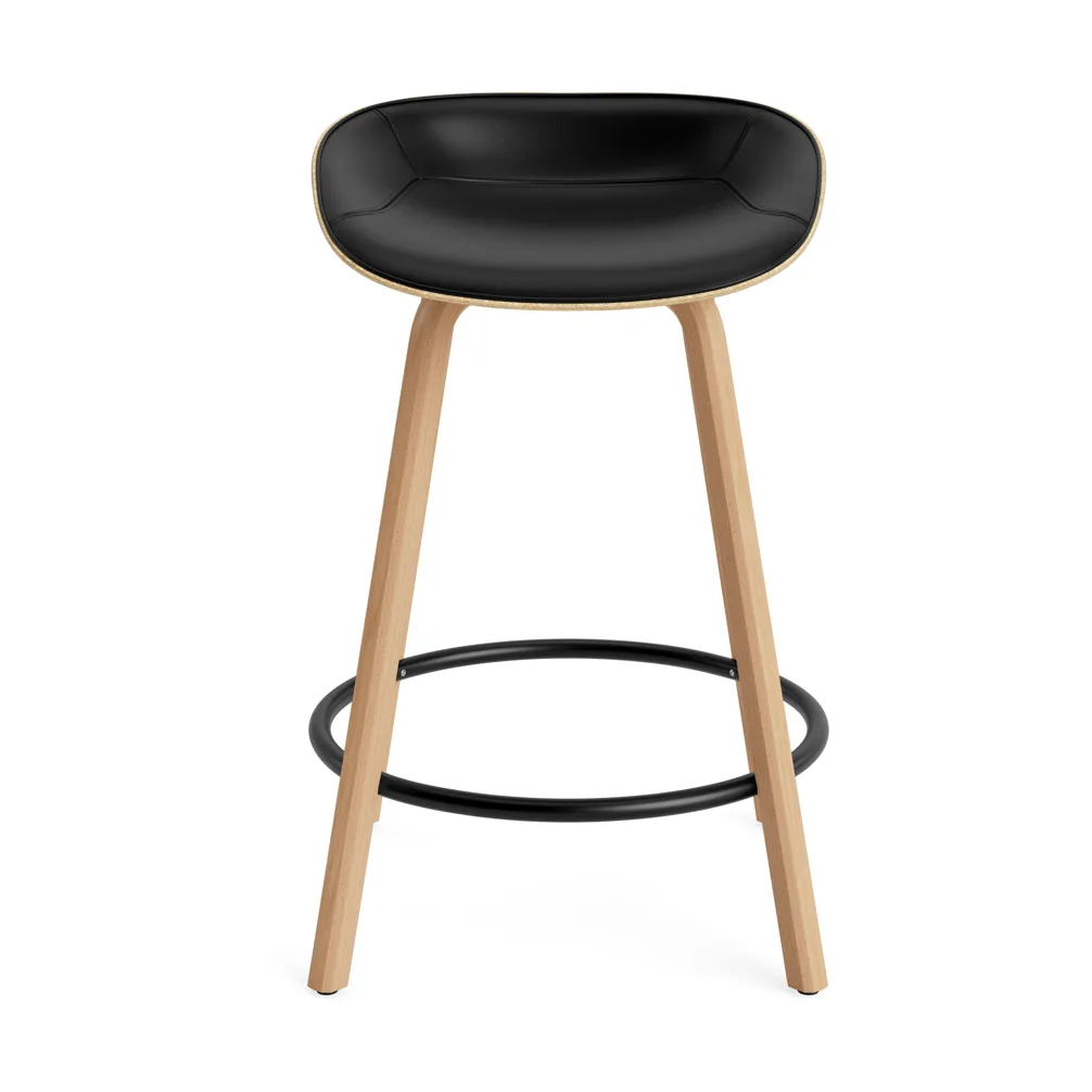 Mat Barstool barpall framsideklädd 65 cm, Ultra 41599-hemp-beech-black steel Normann Copenhagen