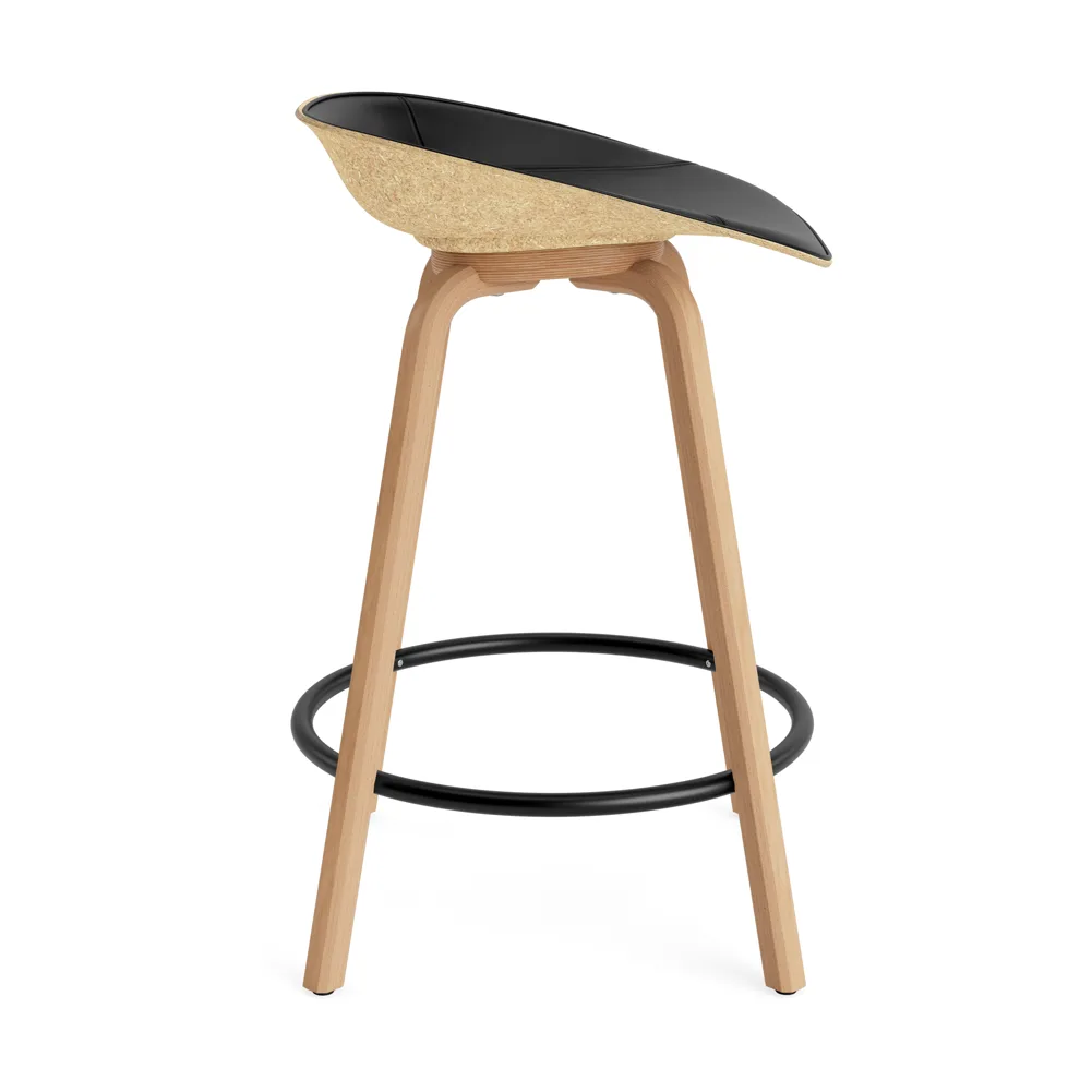 Mat Barstool barpall framsideklädd 65 cm, Ultra 41599-hemp-beech-black steel Normann Copenhagen