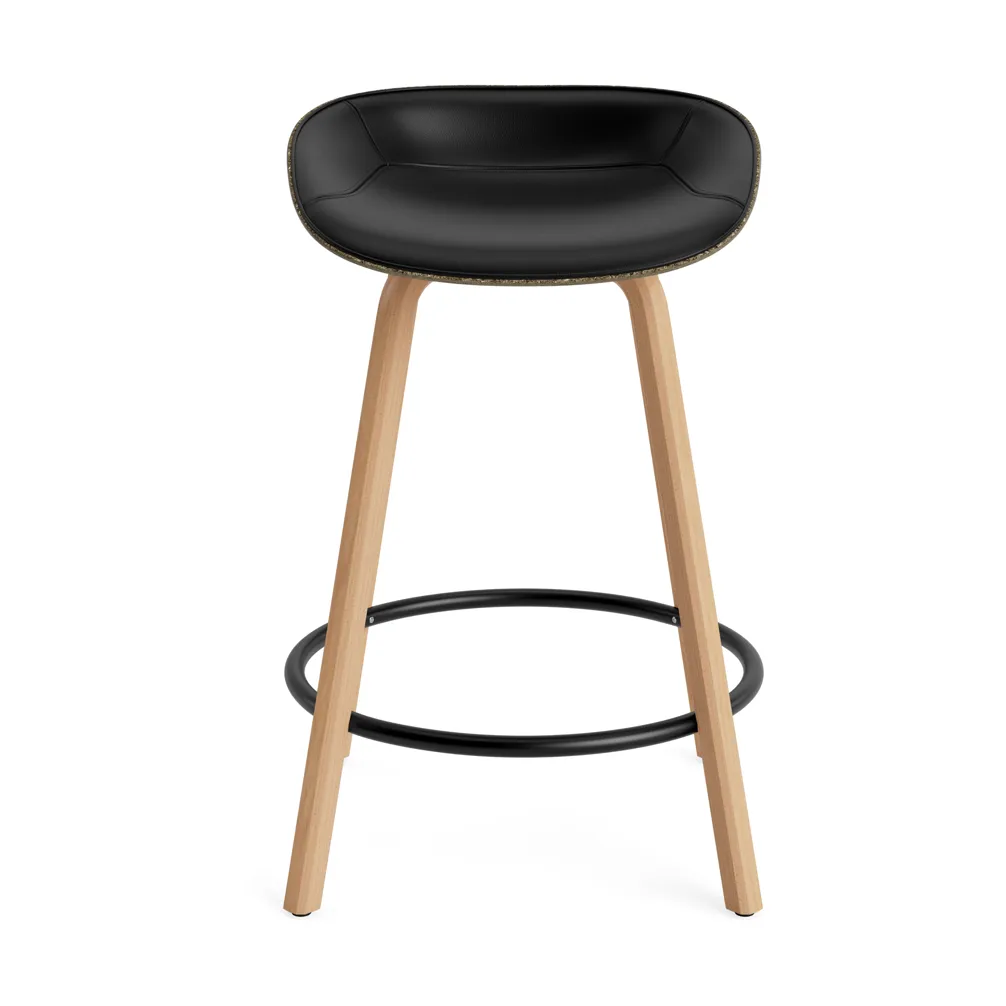 Mat Barstool barpall framsideklädd 65 cm, Ultra 41599-seaweed-beech-black steel Normann Copenhagen