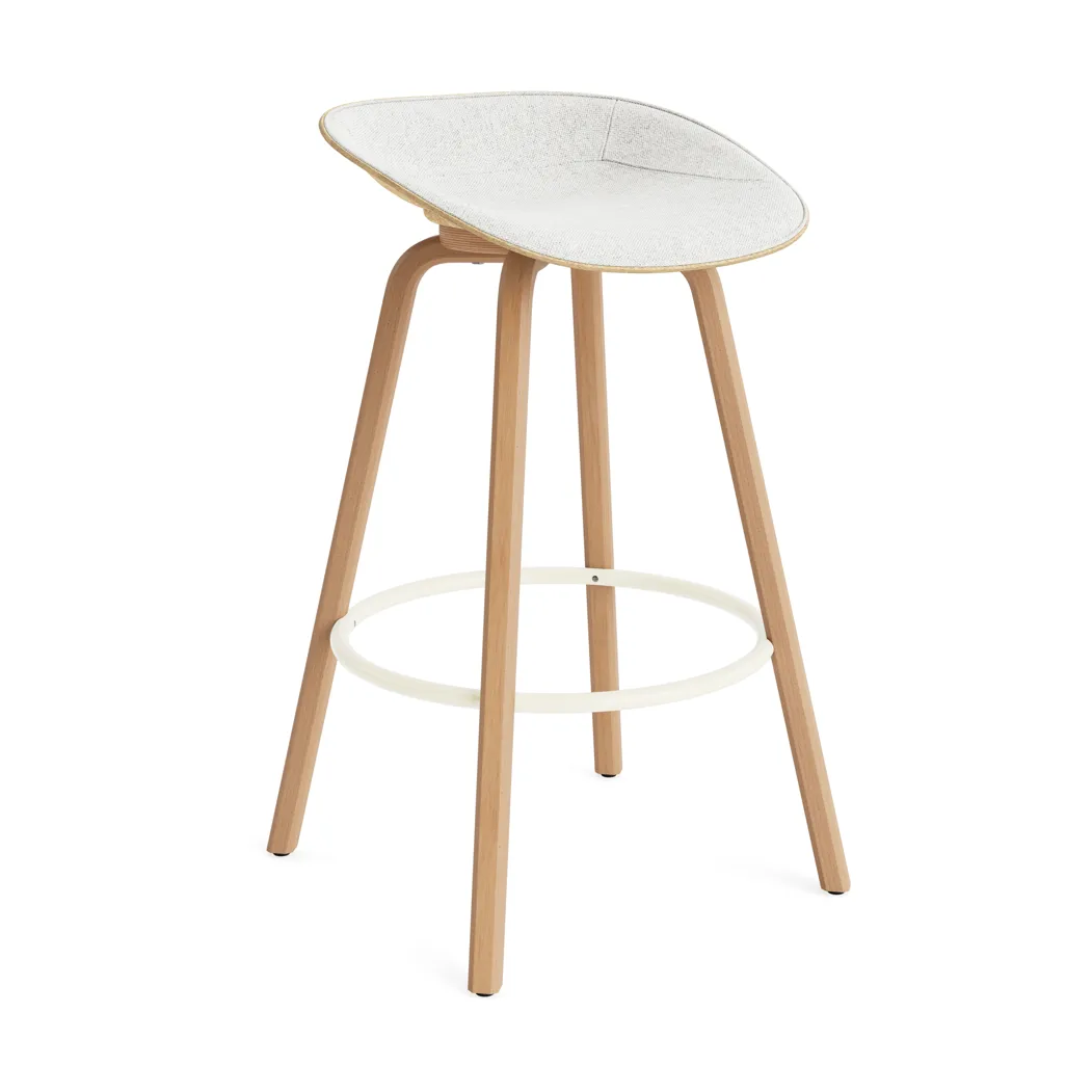 Mat Barstool barpall framsideklädd 75 cm, Hallingdal 110-hemp-beech-cream steel Normann Copenhagen