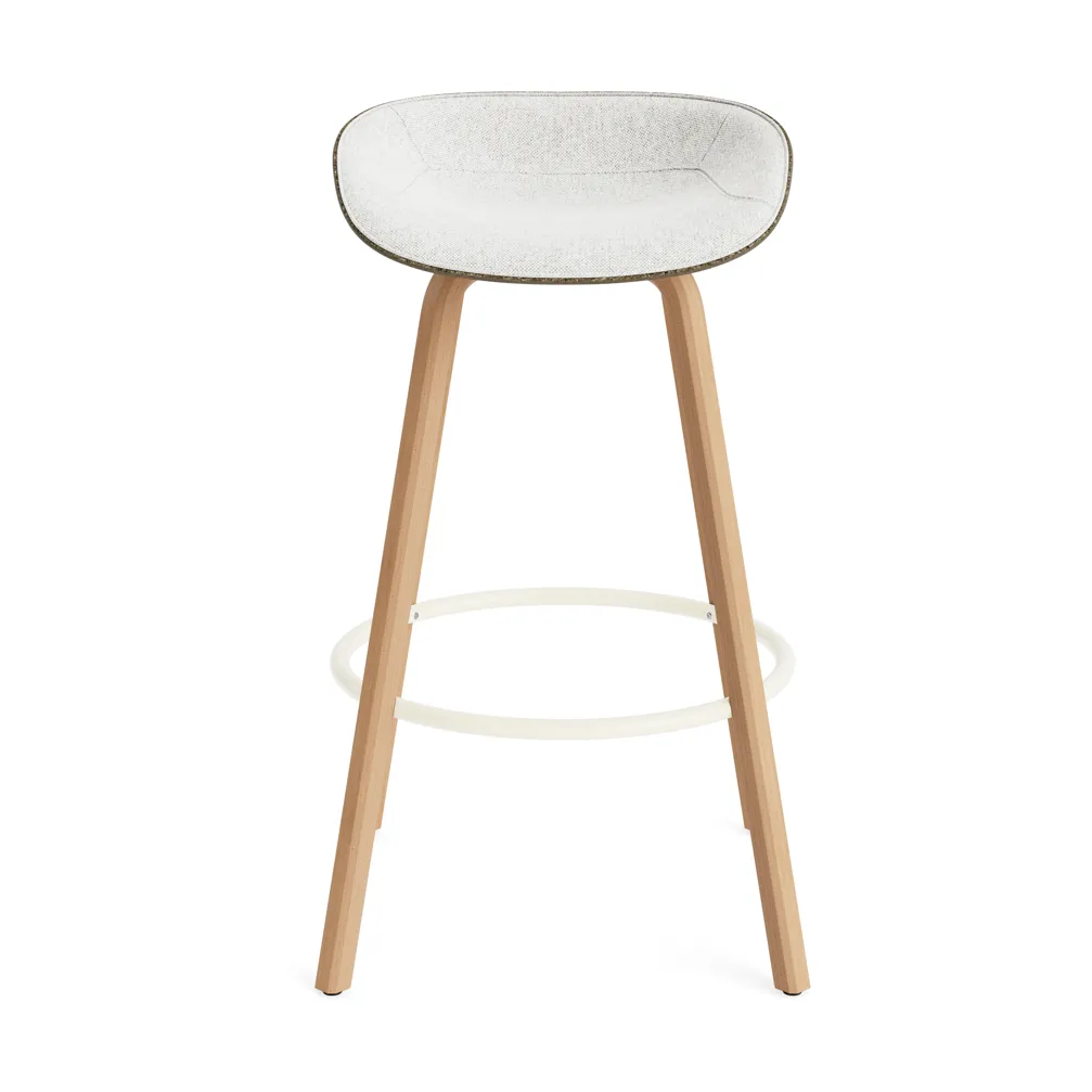 Mat Barstool barpall framsideklädd 75 cm, Hallingdal 110-seaweed-beech-cream steel Normann Copenhagen