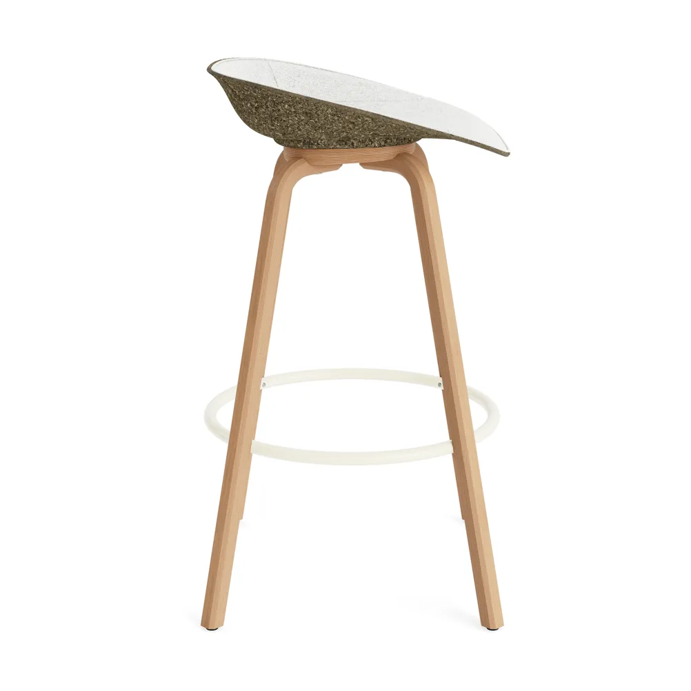 Mat Barstool barpall framsideklädd 75 cm, Hallingdal 110-seaweed-beech-cream steel Normann Copenhagen