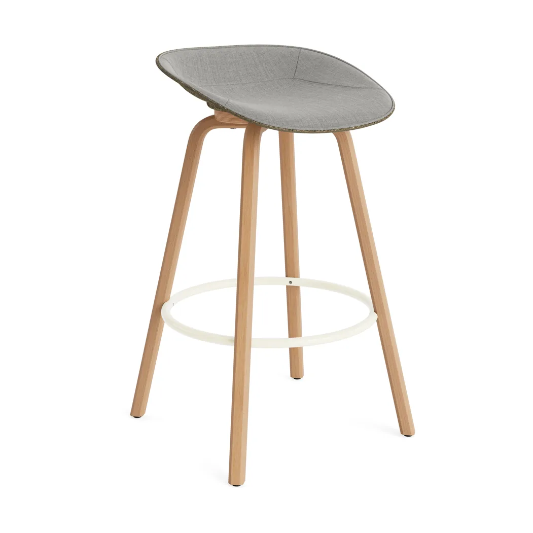 Mat Barstool barpall framsideklädd 75 cm, Remix 133-seaweed-beech-cream steel Normann Copenhagen
