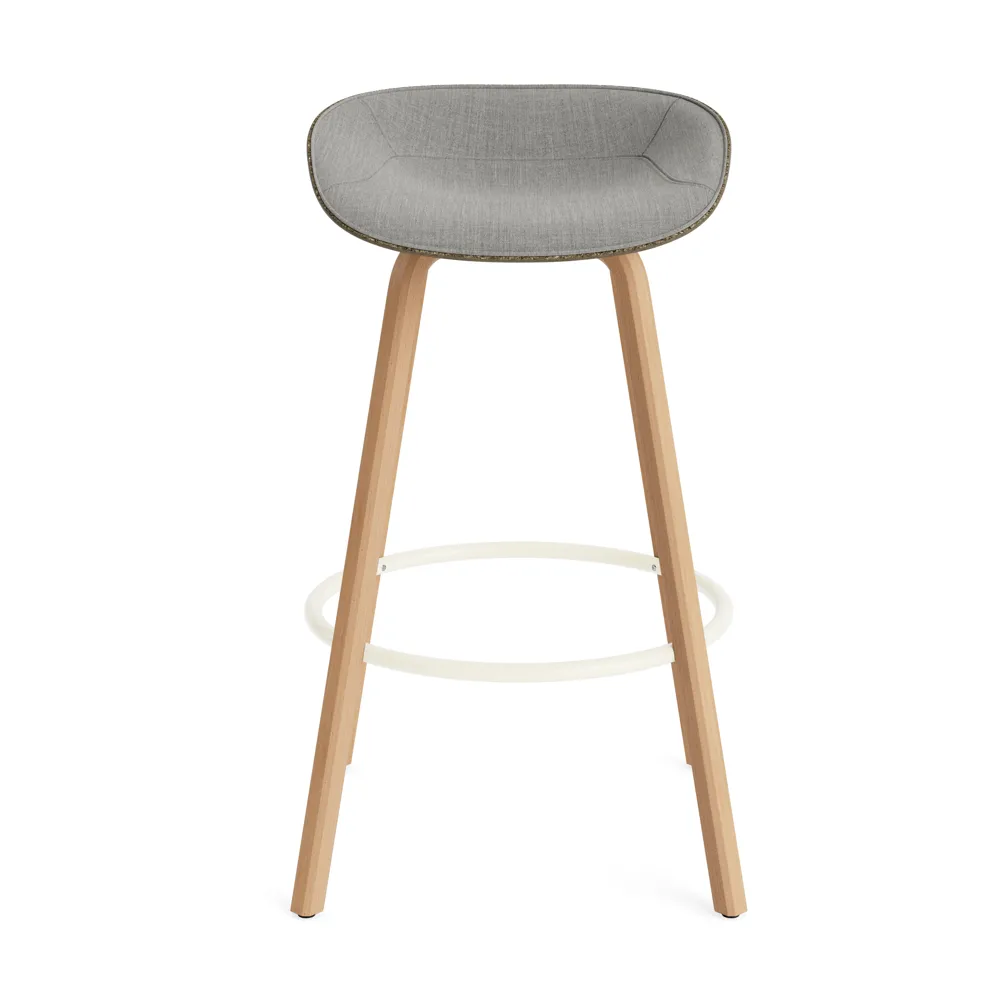 Mat Barstool barpall framsideklädd 75 cm, Remix 133-seaweed-beech-cream steel Normann Copenhagen
