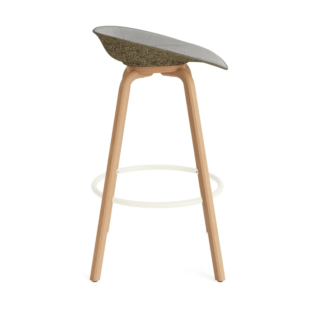 Mat Barstool barpall framsideklädd 75 cm, Remix 133-seaweed-beech-cream steel Normann Copenhagen