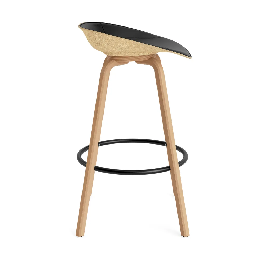 Mat Barstool barpall framsideklädd 75 cm, Ultra 41599-hemp-beech-black steel Normann Copenhagen