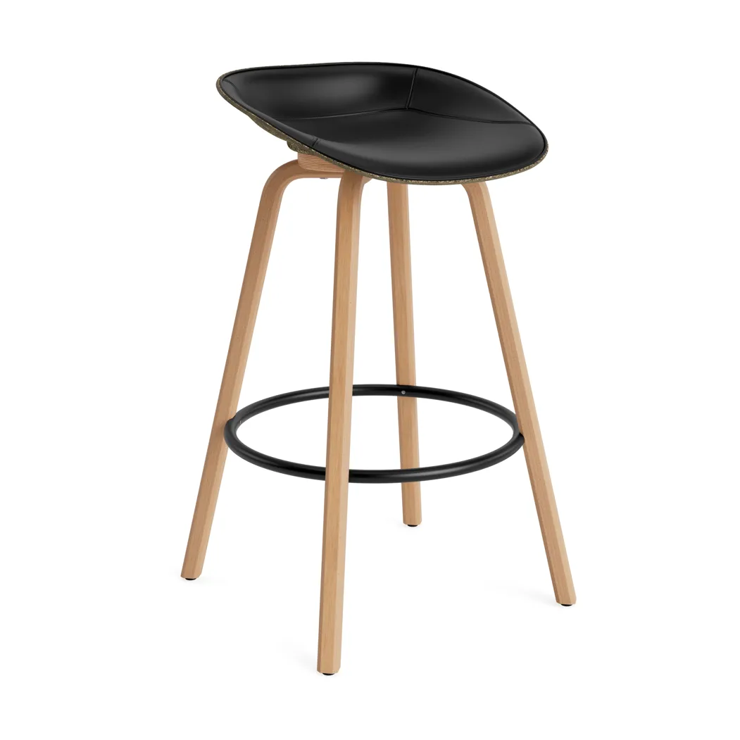 Mat Barstool barpall framsideklädd 75 cm, Ultra 41599-seaweed-beech-black steel Normann Copenhagen
