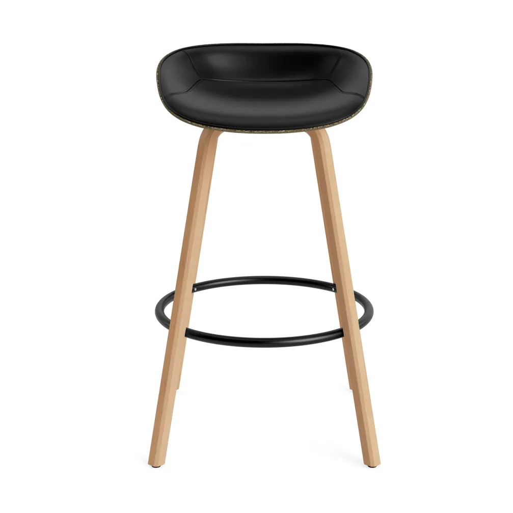 Mat Barstool barpall framsideklädd 75 cm, Ultra 41599-seaweed-beech-black steel Normann Copenhagen