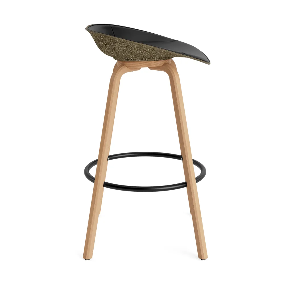 Mat Barstool barpall framsideklädd 75 cm, Ultra 41599-seaweed-beech-black steel Normann Copenhagen