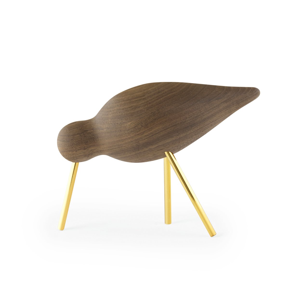 Normann Copenhagen Shorebird valnöt-mässing Mellan | Skandinavisk Design | Träfigurer | Brun