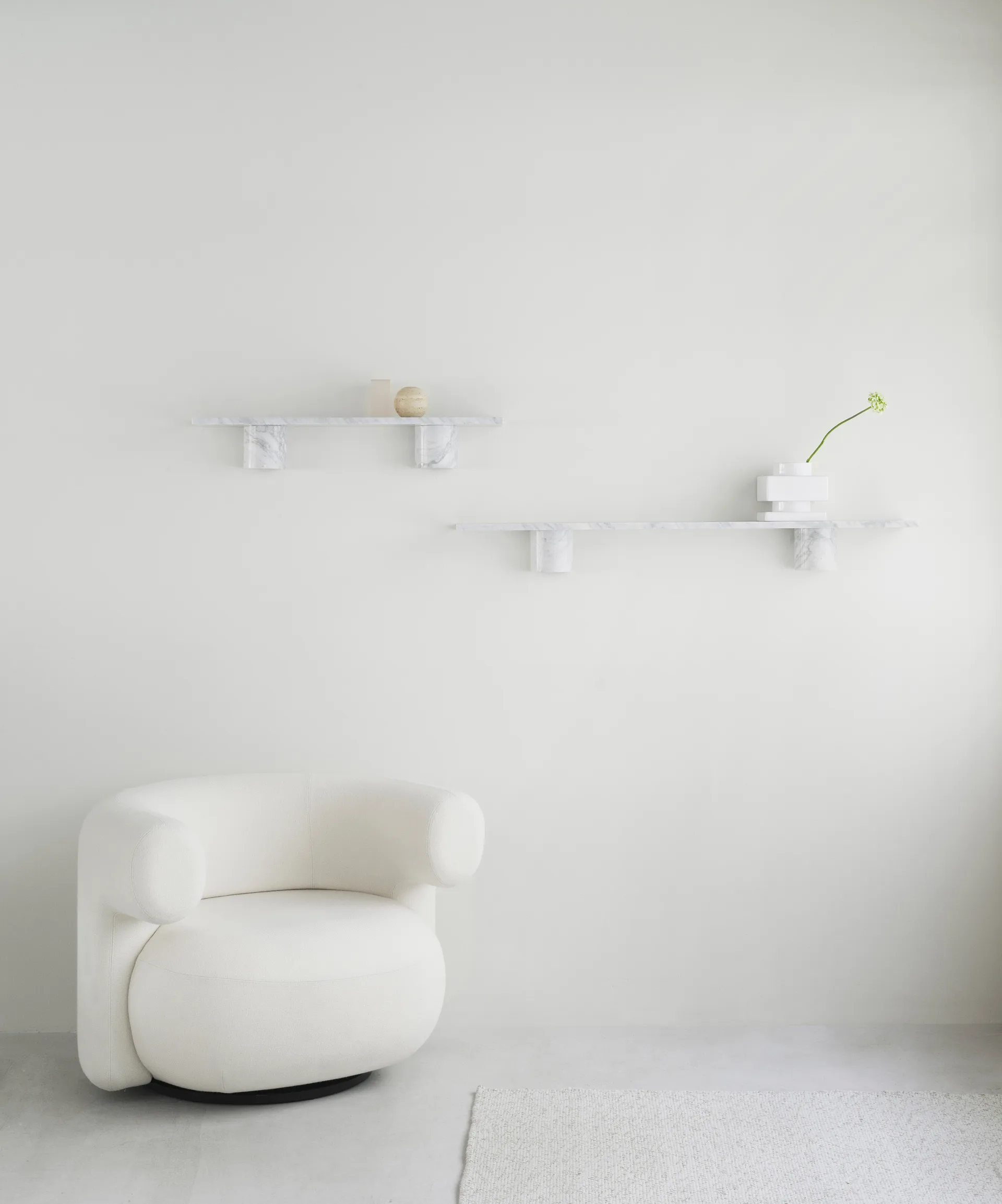 Sten Shelf hylla 80 cm, White marble Normann Copenhagen