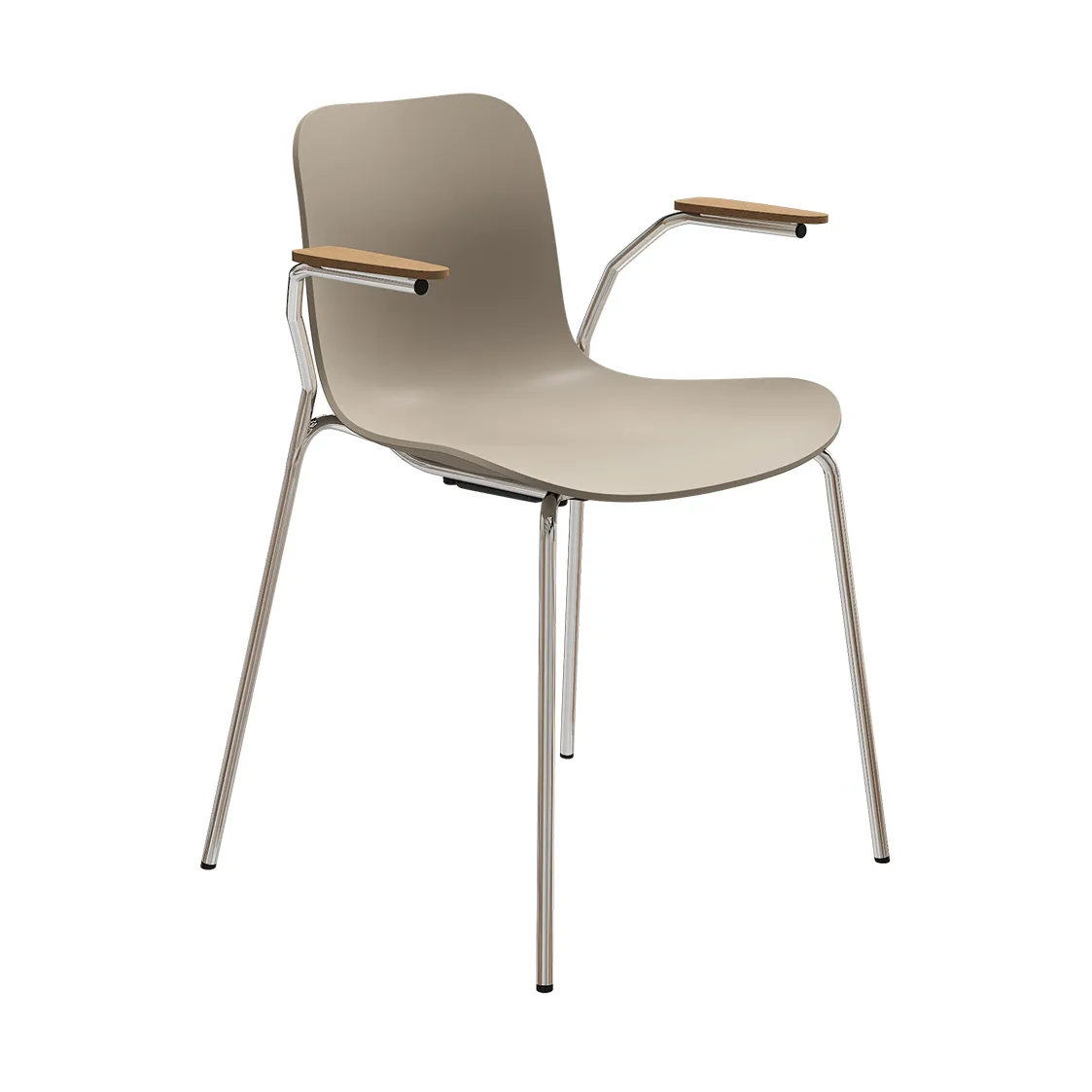 Langue stol med armstöd, Warm grey-kromt stativ, armstöd light smoke NORR11 Langue stol med armstöd, Warm grey-kromt stativ, armstöd light smoke NORR11