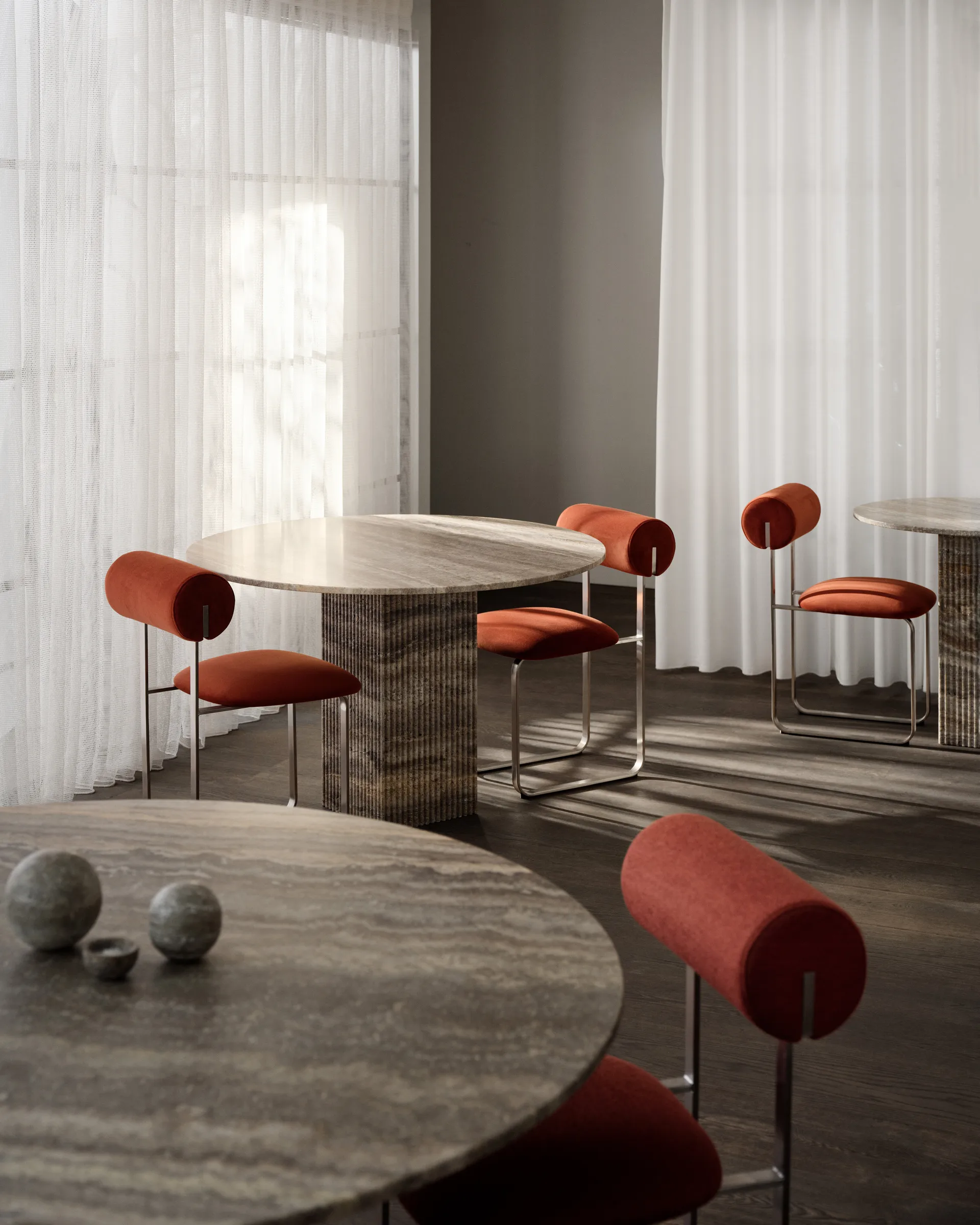 Soho matbord, Beige travertin, Ø140x70 cm NORR11