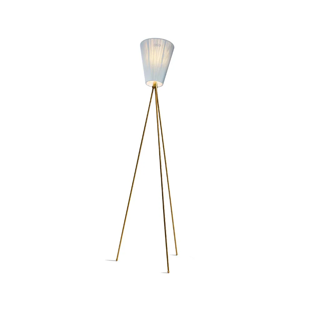 Northern Oslo Wood golvlampa light blue, guldigt stativ