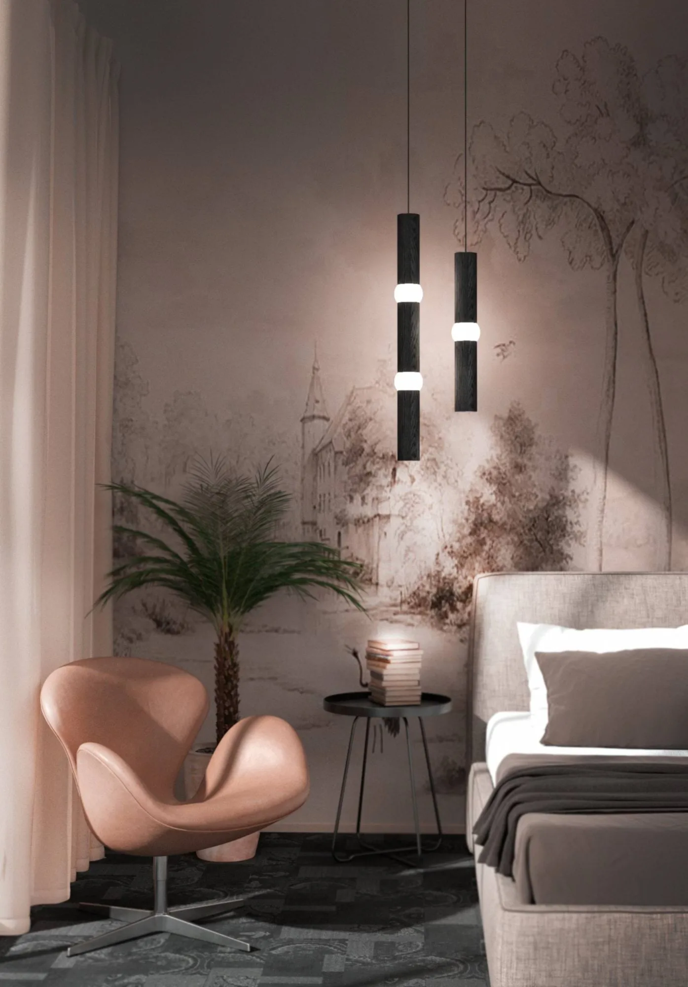 Lightbone pendel, Large 83,6 cm, black oak Oblure
