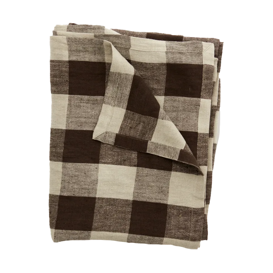 Johanna linneduk 150x300 cm, Brun/natur Olsson & Jensen