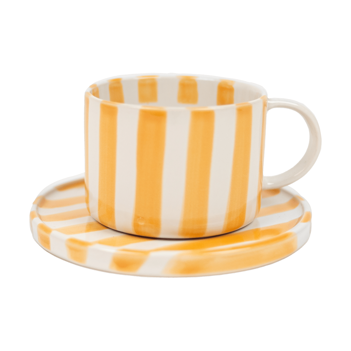 Olsson & Jensen Monica kopp med fat Gul-vit | Skandinavisk Design | Kaffekoppar | Gul