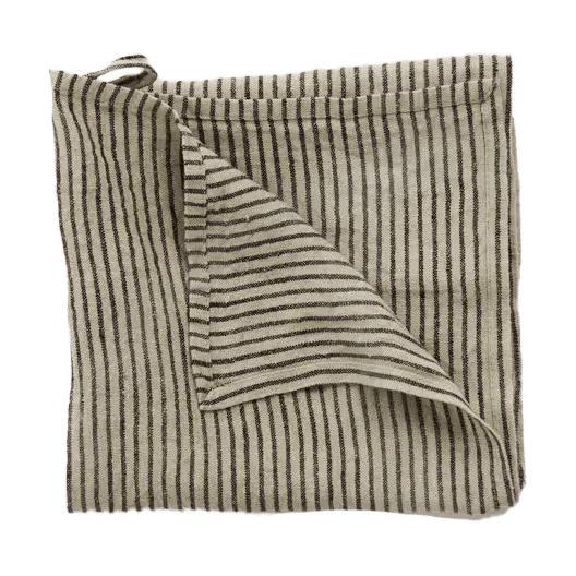 Stripe kökshandduk linne 45x65 cm - Svart-sand - Olsson & Jensen