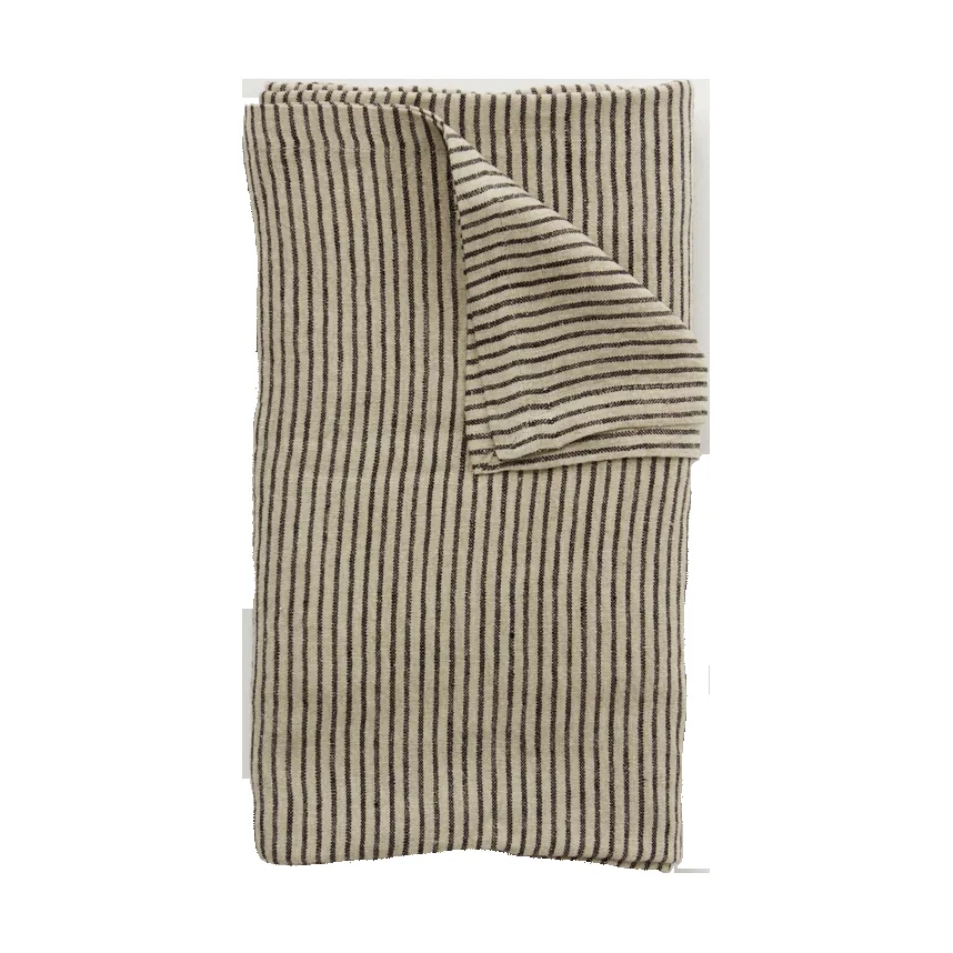 Olsson & Jensen Stripe linneduk 150x300 cm Svart-sand