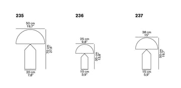 Atollo large 235 bords/golvlampa glas - Opal - Oluce