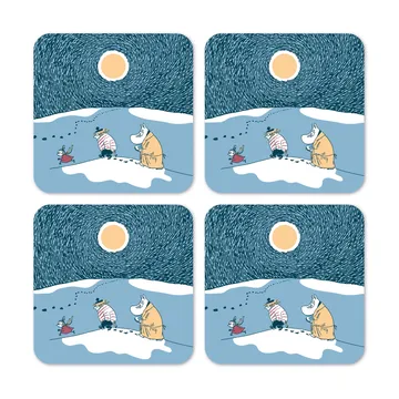 Månsken i snön glasunderlägg vinter 2021 4-pack - 9x9 cm - Opto Design