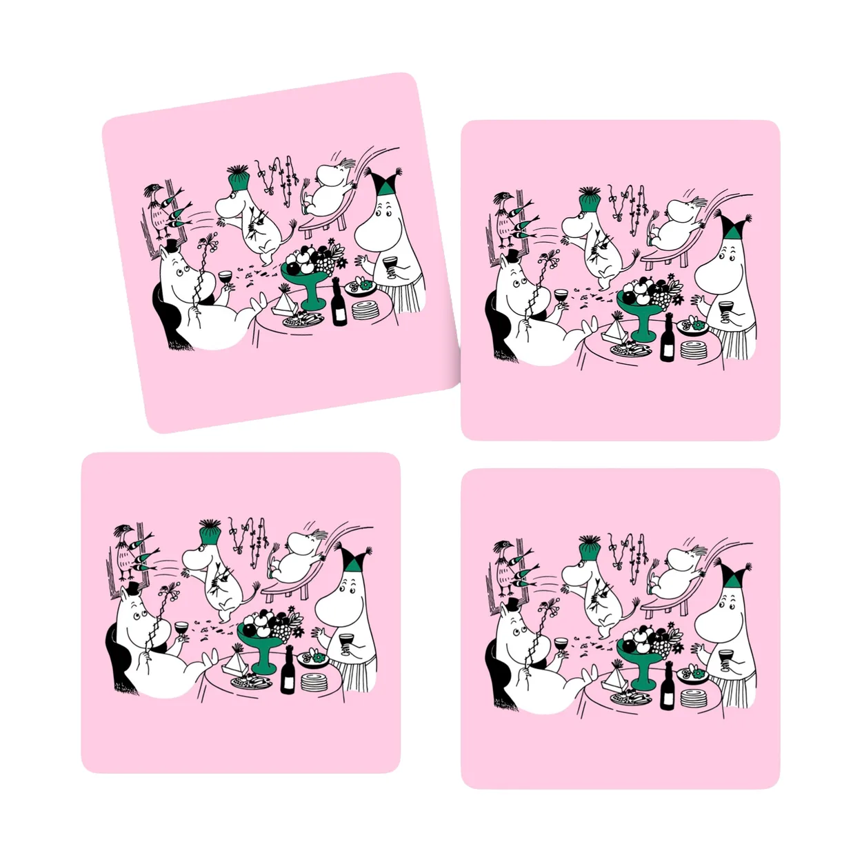 Opto Design Moomin 80 glasunderlägg 9x9 cm 4-pack Rosa