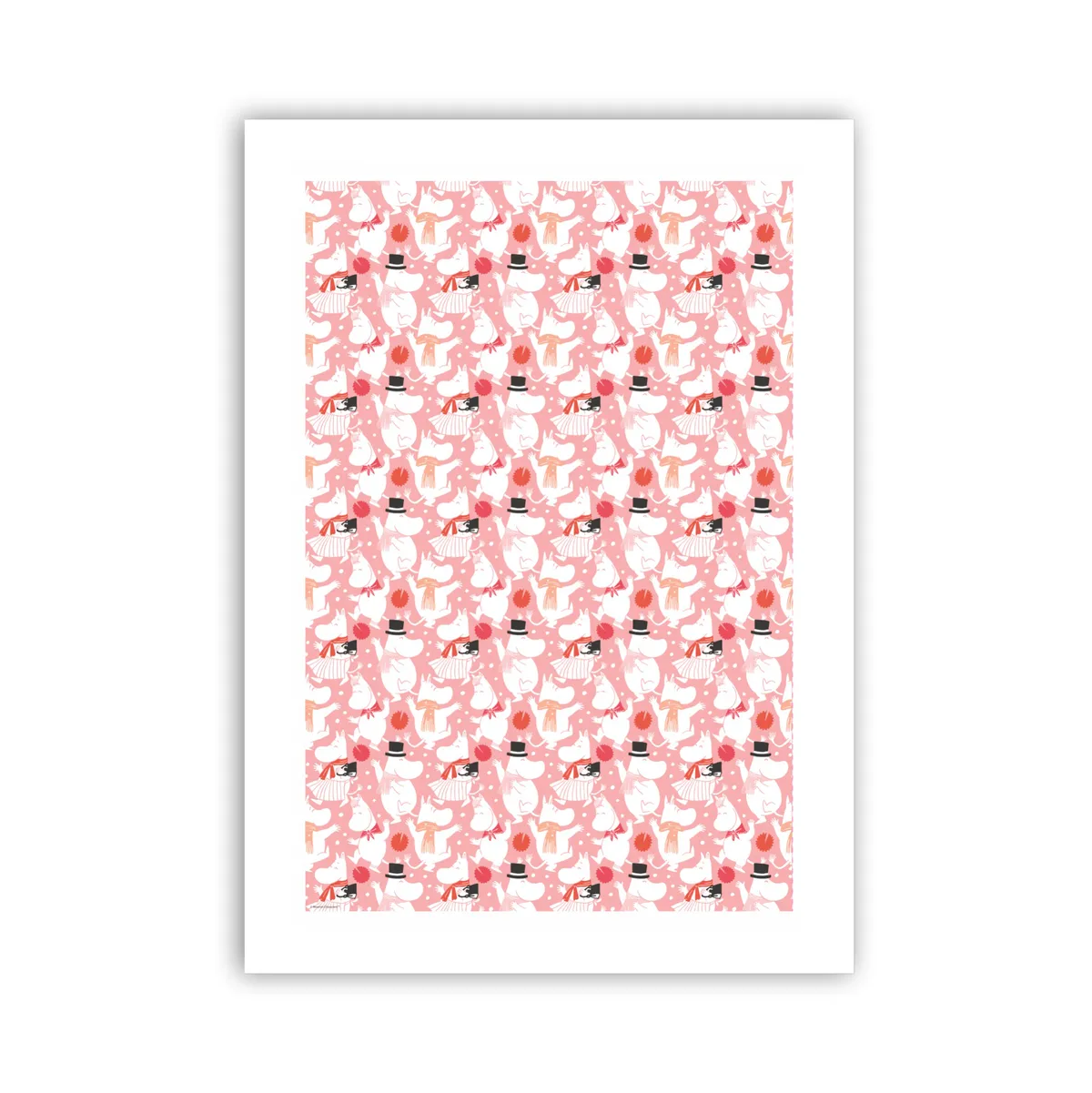 Opto Design Moomin celebration kökshandduk 70x50 cm Vit-rosa
