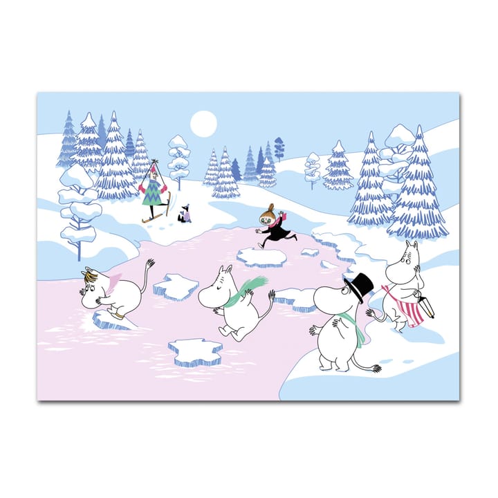 Mumin bordstablett vinter 2022 27,5x40 cm - Blå-vit-rosa - Opto Design