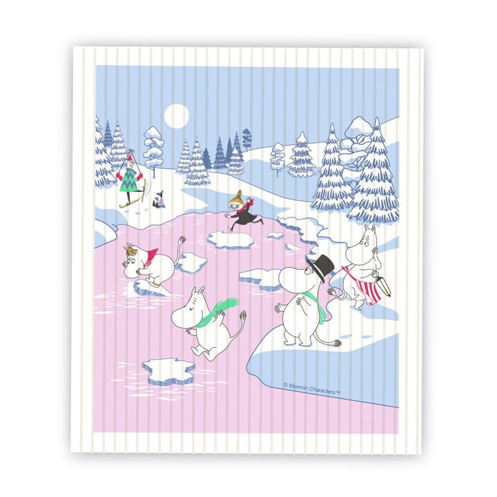 Mumin disktrasa vinter 2022 14,5x17 cm - Blå-vit-rosa - Opto Design