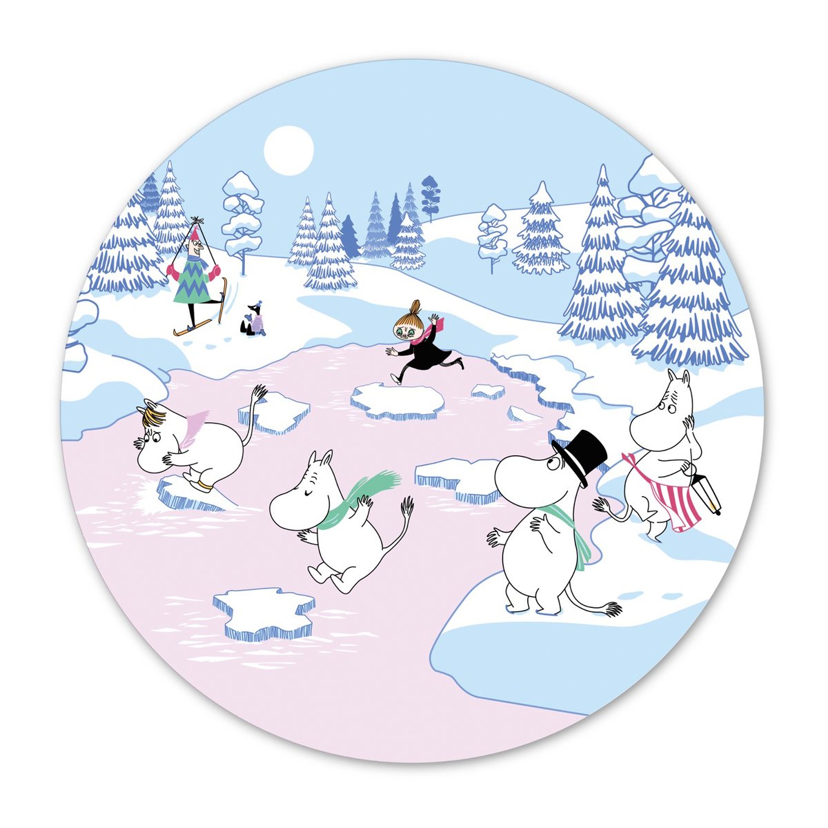 Opto Design Mumin grytunderlägg vinter 2022 21 cm Blå-vit-rosa