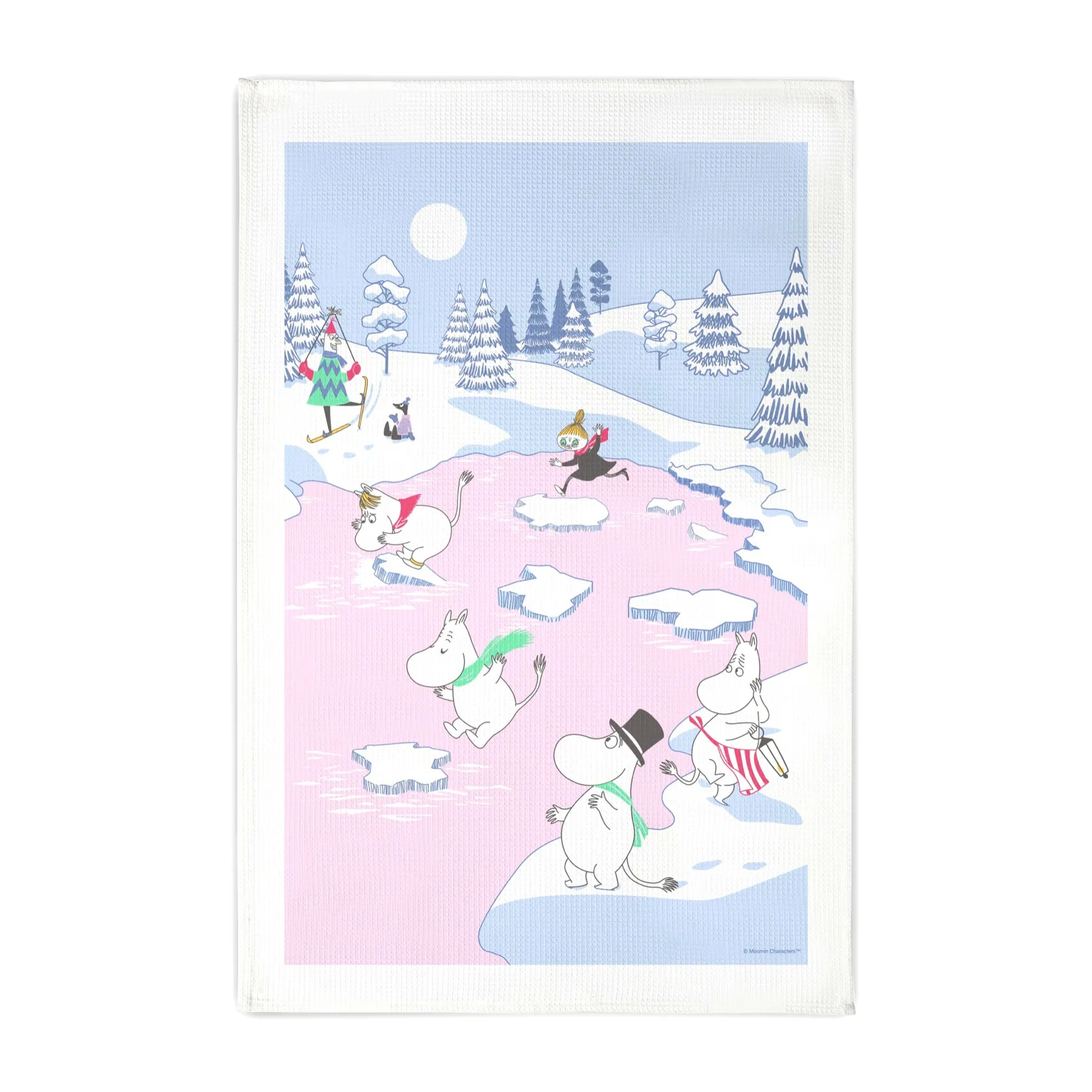Mumin kökshandduk vinter 2022 50x70 cm, Blå-vit-rosa Opto Design