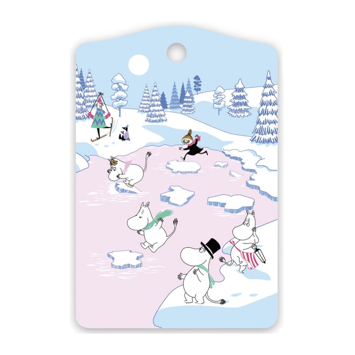 Mumin skärbräda vinter 2022 20x30 cm - Blå-vit-rosa - Opto Design