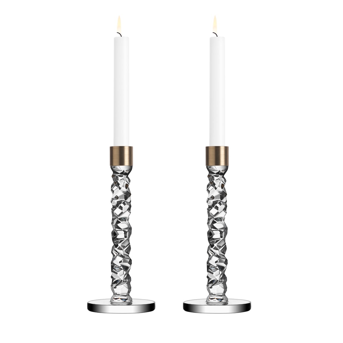 Orrefors Carat ljusstake mässing 2-pack 24,2 cm | Skandinavisk Design | Ljusstakar | Transparent