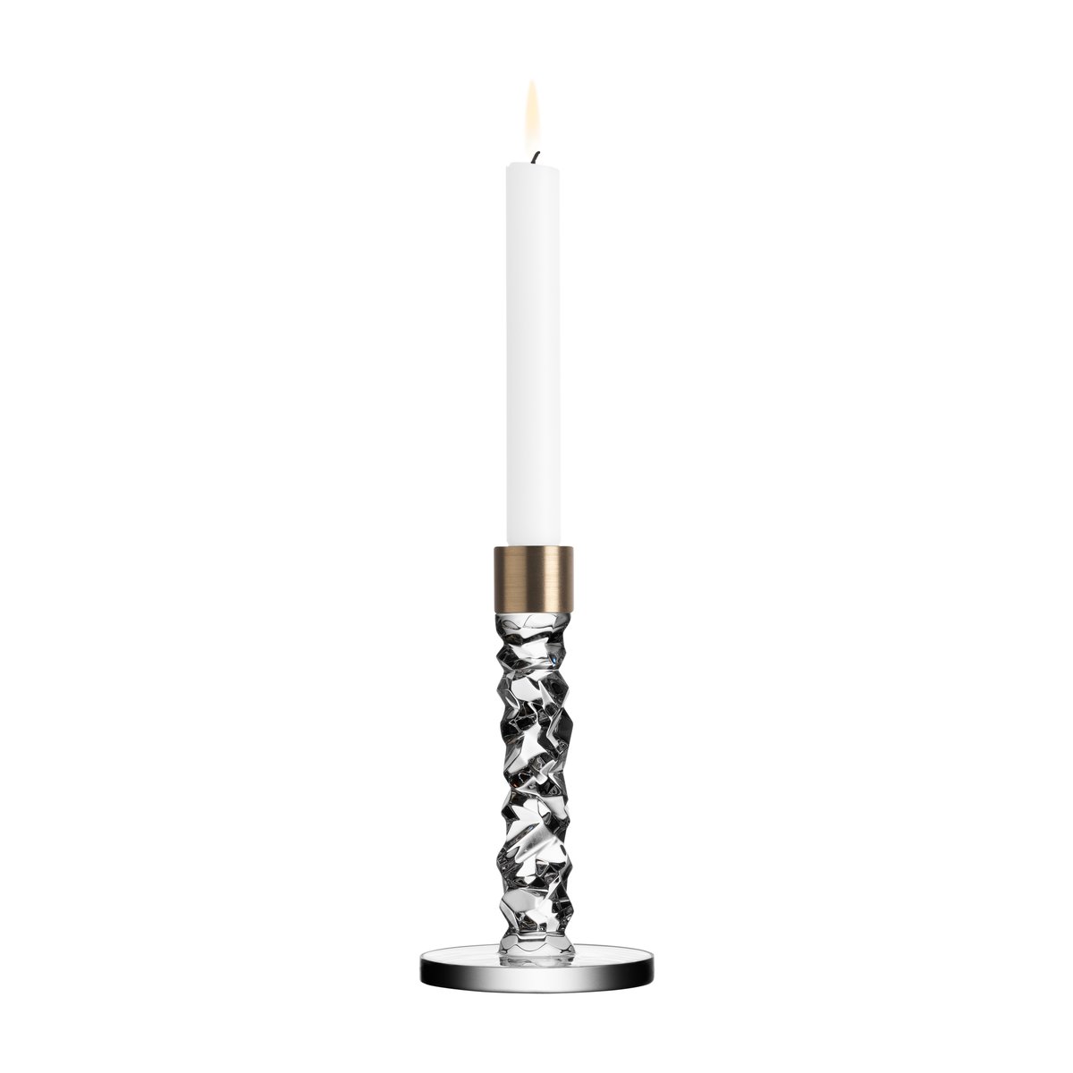 Orrefors Carat ljusstake mässing liten 18,3 cm | Skandinavisk Design | Ljusstakar | Transparent