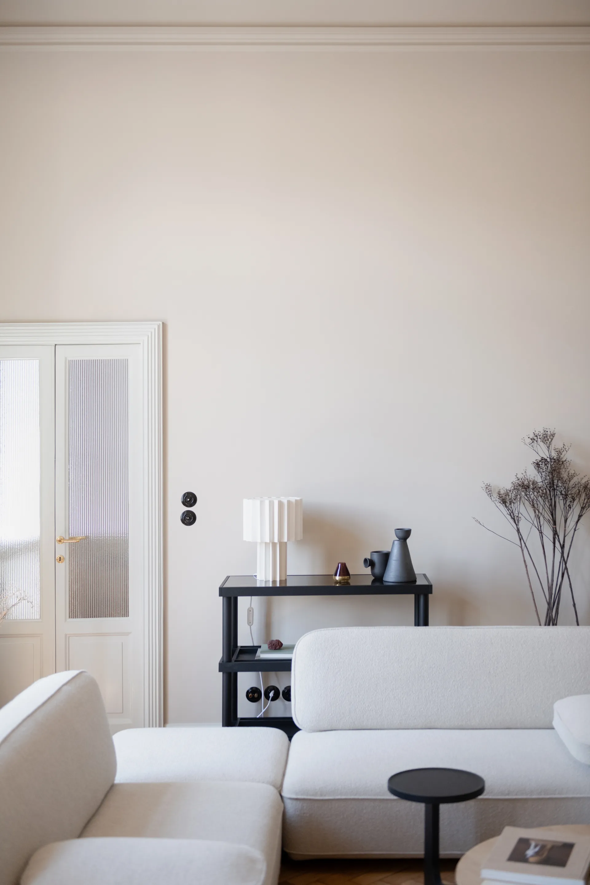 Plissé bordslampa textil, Vit Örsjö Belysning