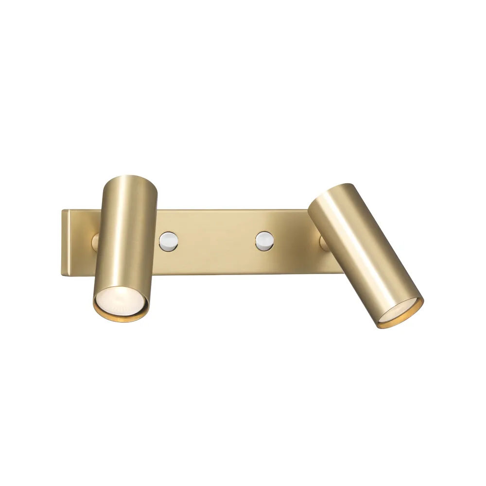 Örsjö Belysning Puck Dubbel vägglampa mässing matt, led