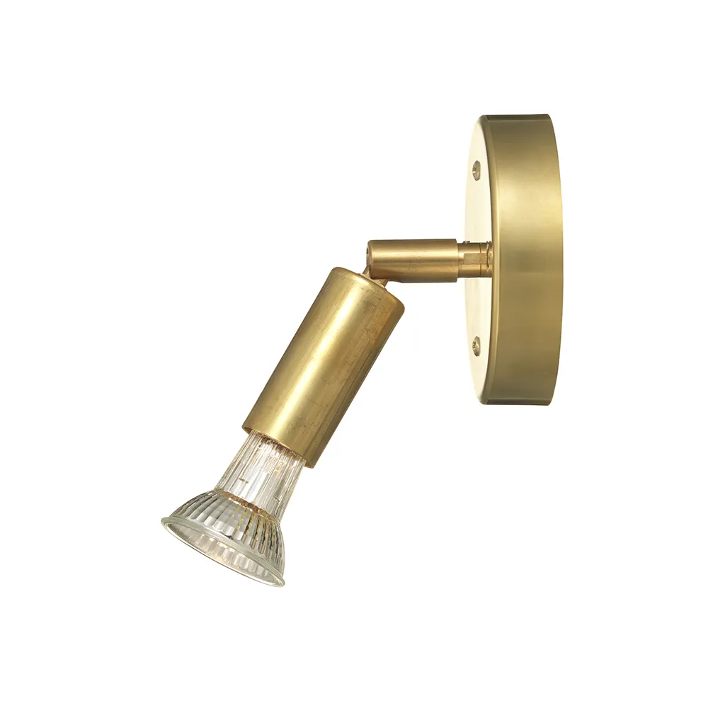 Star 1 vägglampa/taklampa, rå mässing, med kopplingshus Örsjö Belysning