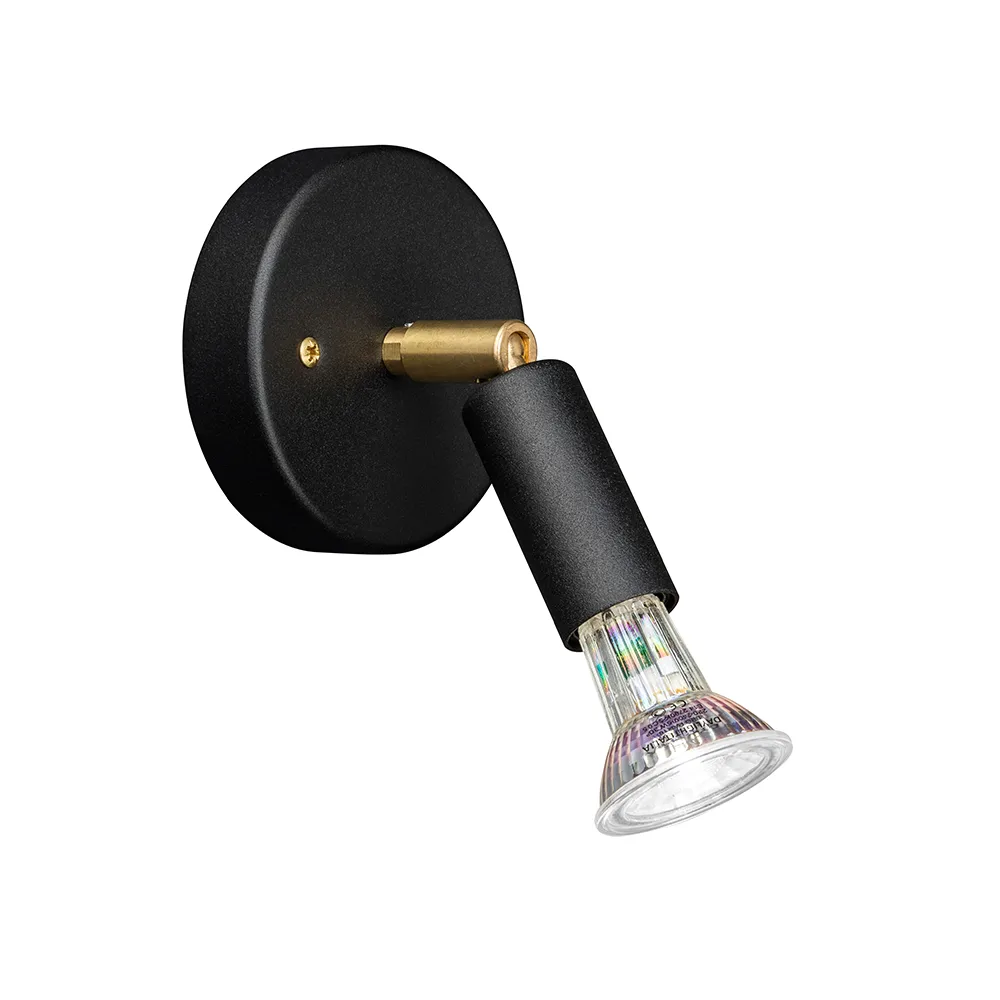 Örsjö Belysning Star 1 vägglampa/taklampa svart, med kopplingshus