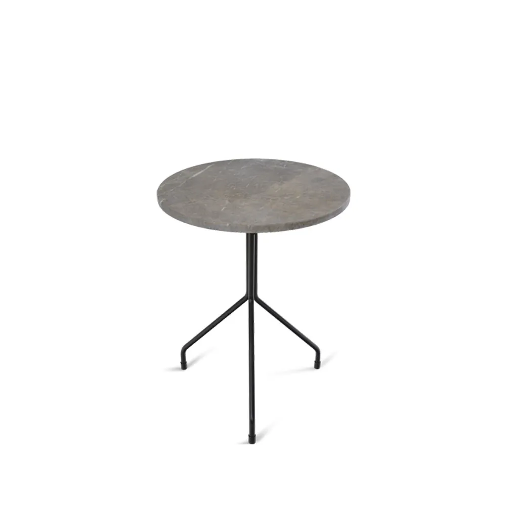 OX Denmarq All For One sidobord Grey marble-black, Ø50 cm