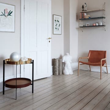 Deck brickbord - teak, svart stativ, svart marmorhylla - OX Denmarq
