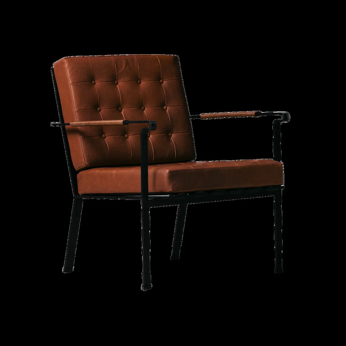 OX Denmarq Heather Chair fåtölj svart ram Cognac