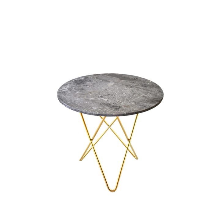 Mini O Table soffbord - marmor grå, mässingstativ - OX Denmarq