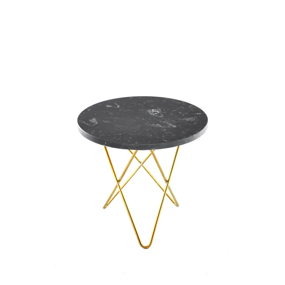 Mini O Table soffbord, Marmor marquina, mässingsstativ OX Denmarq