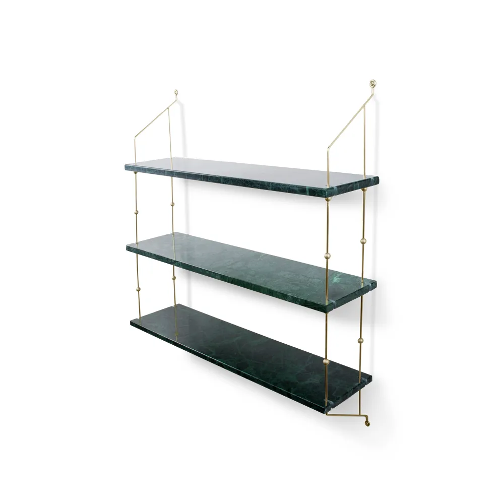 Morse vägghylla, marmor grön, ram i mässing OX Denmarq